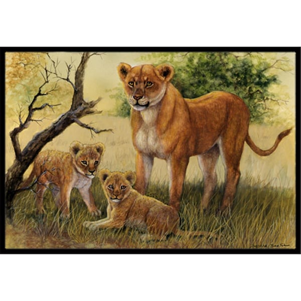 Carolines Treasures Lion and Cubs by Daphne Baxter Indoor or Outdoor Mat- 24 x 36 BDBA0307JMAT - main